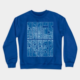 Addis Ababa, Ethiopia City Map Typography - Blueprint Crewneck Sweatshirt